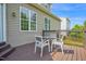 Cozy exterior deck with seating and a view of the property's backyard at 503 Bellefont Ct, Knightdale, NC 27545
