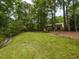 Lush backyard with green lawn and trees, offers a serene and private outdoor space for recreation and relaxation at 508 Colony Woods Dr, Chapel Hill, NC 27517