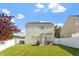 Well-maintained backyard featuring a patio with an outdoor dining set and a white fence at 5204 Nautical Ln, Raleigh, NC 27610