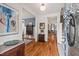 Elegant foyer with hardwood floors and stylish decor, creating a warm welcome at 563 Great Ridge Parkway, Chapel Hill, NC 27516