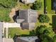 An aerial view of the house shows the layout and the driveway at 620 Hanska Way, Raleigh, NC 27610