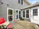 Wooden deck featuring an outdoor seating area and access to the backyard at 6718 Twin Tree Ct, Raleigh, NC 27613