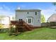 Back exterior of home with deck, back yard and partial fence at 8009 Tobin Pl, Raleigh, NC 27612