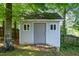 View of the gray storage shed in the backyard at 8009 Tobin Pl, Raleigh, NC 27612
