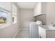 Functional laundry room with a washing machine, sink, window and white cabinets offering practical storage at 8013 Toddwick Ct, Raleigh, NC 27616