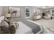 Spacious bedroom with neutral tones, a large window, and modern decor and furnishings at 8201 Rhodes Rd, Apex, NC 27539