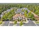 Expansive aerial view of a residential neighborhood with mature trees at 110 Tressel Way, Durham, NC 27707