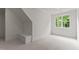 Bedroom featuring a window with backyard view, built-in bench, and plush carpet at 1108 Delilia Ln, Wake Forest, NC 27587