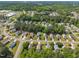 Expansive aerial view of a suburban neighborhood with lush green trees and well-maintained homes on a sunny day at 1198 Shining Water Ln, Creedmoor, NC 27522