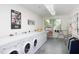 Well-maintained laundry room with modern washers and dryers and storage at 130 Hunt St # 107, Durham, NC 27701