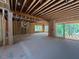 Large living room framing featuring sliding doors to the back and multiple windows for natural light at 1500 Ridge Rd, Raleigh, NC 27607