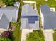 An aerial view shows the roof with solar panels installed on the home at 210 Millet Dr, Morrisville, NC 27560