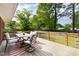 Outdoor deck with patio dining set overlooking a lush and expansive backyard at 2702 Richwood Rd, Durham, NC 27705