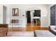 Transitional living room featuring hardwood floors, furniture, kitchen view and modern decor at 2702 Richwood Rd, Durham, NC 27705