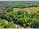 Overhead view of the lush, green landscape, with the winding river and proximity to recreational areas at 2901 Horse Shoe Farm Rd, Wake Forest, NC 27587