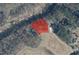 Aerial view of the property showing home lot and vacant lot bordered by river at 2901 Horse Shoe Farm Rd, Wake Forest, NC 27587