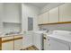 Functional laundry room with washer, dryer, sink, and storage cabinets at 2901 Horse Shoe Farm Rd, Wake Forest, NC 27587