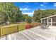 Spacious wooden deck with room for seating, and a view of the backyard at 3909 Inland Ct, Raleigh, NC 27606