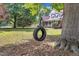 Lush front yard with mature trees, and a tire swing at 3909 Inland Ct, Raleigh, NC 27606