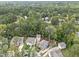 Aerial view of a neighborhood showcasing a home with a private backyard at 408 Jerome Rd, Durham, NC 27713