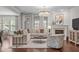 Bright living room with an open floor plan, modern decor, fireplace, large windows with plenty of natural light at 525 Morning Oaks Dr, Holly Springs, NC 27540