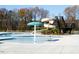 The community's pool has water slides, swimming area, and plenty of seating at 525 Morning Oaks Dr, Holly Springs, NC 27540
