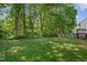 Beautiful, private backyard with green grass and mature trees at 7019 Bellard Ct, Raleigh, NC 27617