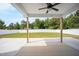 The covered patio provides a lovely view of the well-manicured lawn and white fenced backyard at 73 Windswept Way, Fuquay Varina, NC 27526