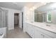 Bathroom features double sinks, a glass shower, and a neutral color palette at 73 Windswept Way, Fuquay Varina, NC 27526