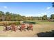Golf course view featuring Adirondack chairs on the lawn at 9117 Meadow Mist Ct, Raleigh, NC 27617