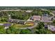 An aerial view showcasing home community near businesses and highways at 928 Arrowhead Ln, Mebane, NC 27302
