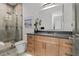 Elegant bathroom with a glass shower, stylish vanity, and contemporary fixtures at 949 Harrison Ridge Rd, Wake Forest, NC 27587