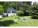 Expansive backyard featuring a raised garden, lush lawn, and privacy landscaping at 1004 Greenwich St, Raleigh, NC 27610
