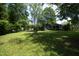 Lush backyard with mature trees, a storage shed, and ample space for recreation and gardening at 1004 Greenwich St, Raleigh, NC 27610