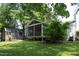 Spacious backyard featuring a screened porch, storage shed, and lush greenery at 1004 Greenwich St, Raleigh, NC 27610