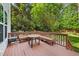 Wooden deck with seating area perfect for outdoor enjoyment with lush landscaping at 101 Worsham Dr, Chapel Hill, NC 27516
