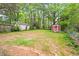 Large backyard with mature trees, storage shed and white storage building at 1113 Alabama Ave, Durham, NC 27705