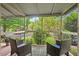 Relaxing screened-in patio with comfortable seating and a view of the lush backyard at 1113 Alabama Ave, Durham, NC 27705