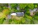 Overhead shot of a home's backyard, showing the greenery, patio, and driveway at 112 Meadowbrook Dr, Chapel Hill, NC 27514