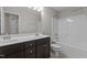 Bathroom with a double sink vanity and a bath tub, perfect for families or anyone needing extra space at 124 Myatt Fern Dr, Garner, NC 27529
