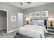 Serene bedroom featuring neutral tones, cozy bedding, and accent lighting on the bedside tables at 1601 Garden Park Cir, Fuquay Varina, NC 27526