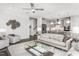 Comfortable living room with neutral tones, modern decor, and an open layout to the kitchen at 1610 Garden Park Cir, Fuquay Varina, NC 27526
