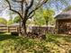 Spacious backyard with lawn, raised garden bed, mature trees, and wood fence surrounding property at 2581 Green Valley Blvd, Burlington, NC 27217