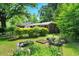 Beautiful front yard showcasing a lush garden with raised beds and various flowering plants at 2709 Farthing St, Durham, NC 27704