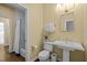 Comfortable bathroom provides a single vanity, commode, and shower tub combination at 2908 Stubble Field Dr, Raleigh, NC 27613