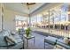 Cozy screened porch features comfortable seating and a view of the landscaped backyard at 2908 Stubble Field Dr, Raleigh, NC 27613