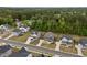 Aerial view shows the beautiful neighborhood, lush greenery, and well-maintained lawns at 3866 Keohane Dr, Durham, NC 27705