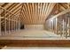 Partially finished attic space showcasing wood beams and plywood flooring, prepped for development at 406 N Wakefield St, Zebulon, NC 27597