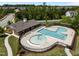 Overhead view of the community pool and amenity center at 450 Shale Creek Dr, Durham, NC 27703