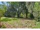 View of the expansive backyard surrounded by mature trees and lush greenery at 5805 Farm Gate Rd, Raleigh, NC 27606